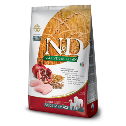 FARMINA N&D ANCESTRAL GRAIN CANINE CHICKEN & POMEGRANATE SENIOR MEDIUM & MAXI 12KG